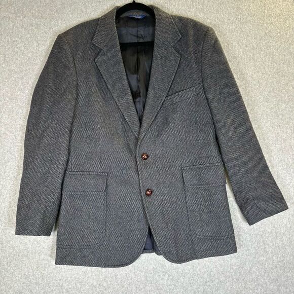 Pendleton mens blazer jacket size 42 elbow patch dark grey business corpcore - Picture 1 of 14